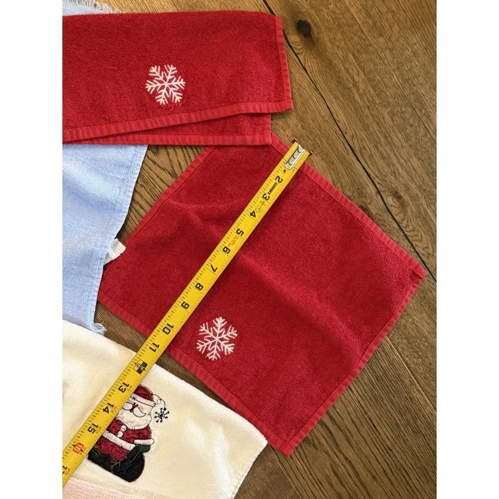 Lot of 9 Embroidered Fingertip Guest Towels Christmas Snowman Santa Snowflake